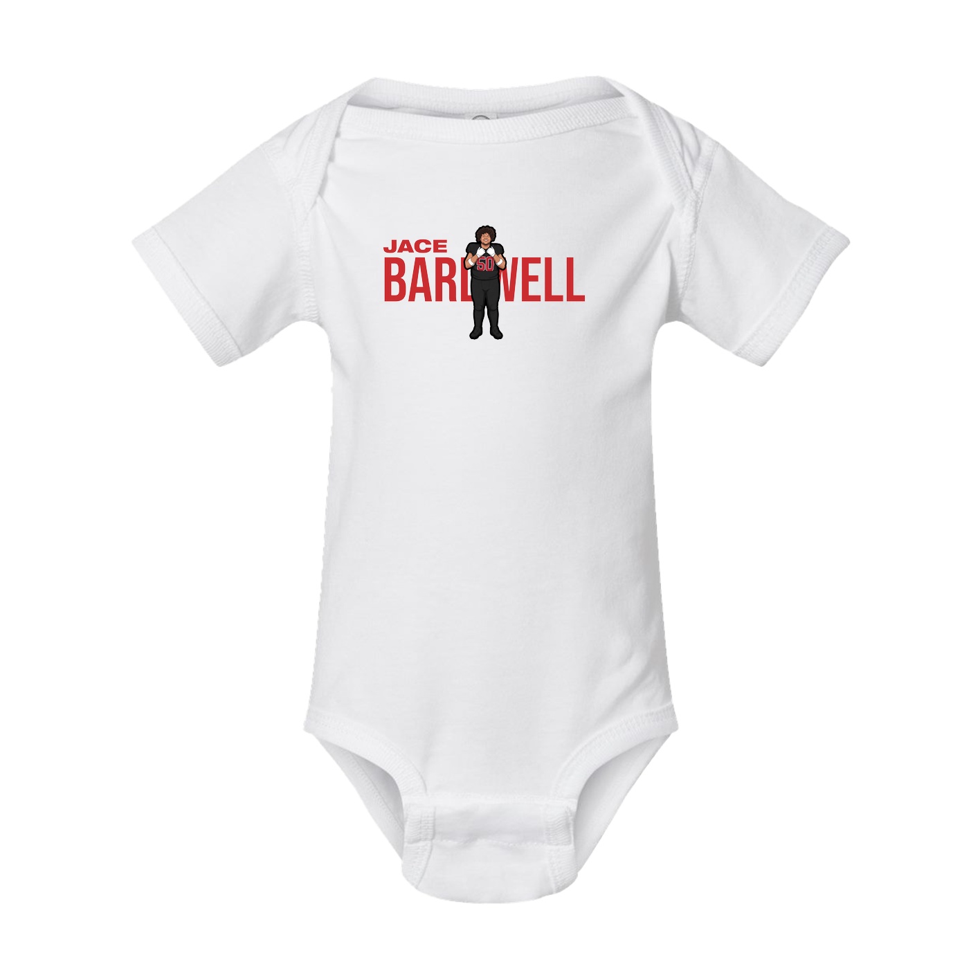 Baby Onesie — Player Name in White