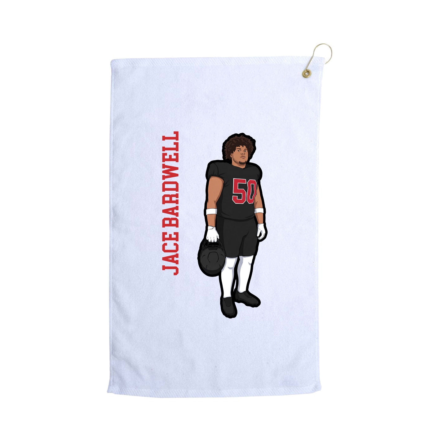 Golf Towel — Name Vertical in White
