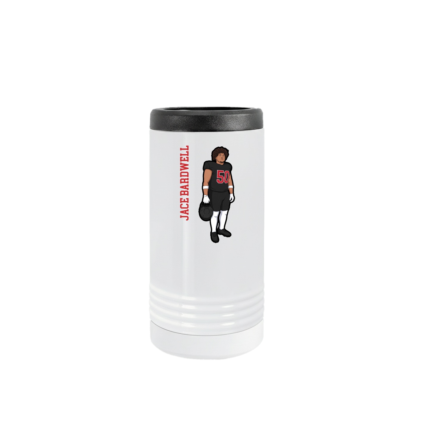 Slim Beverage Holder — Name Vertical in White