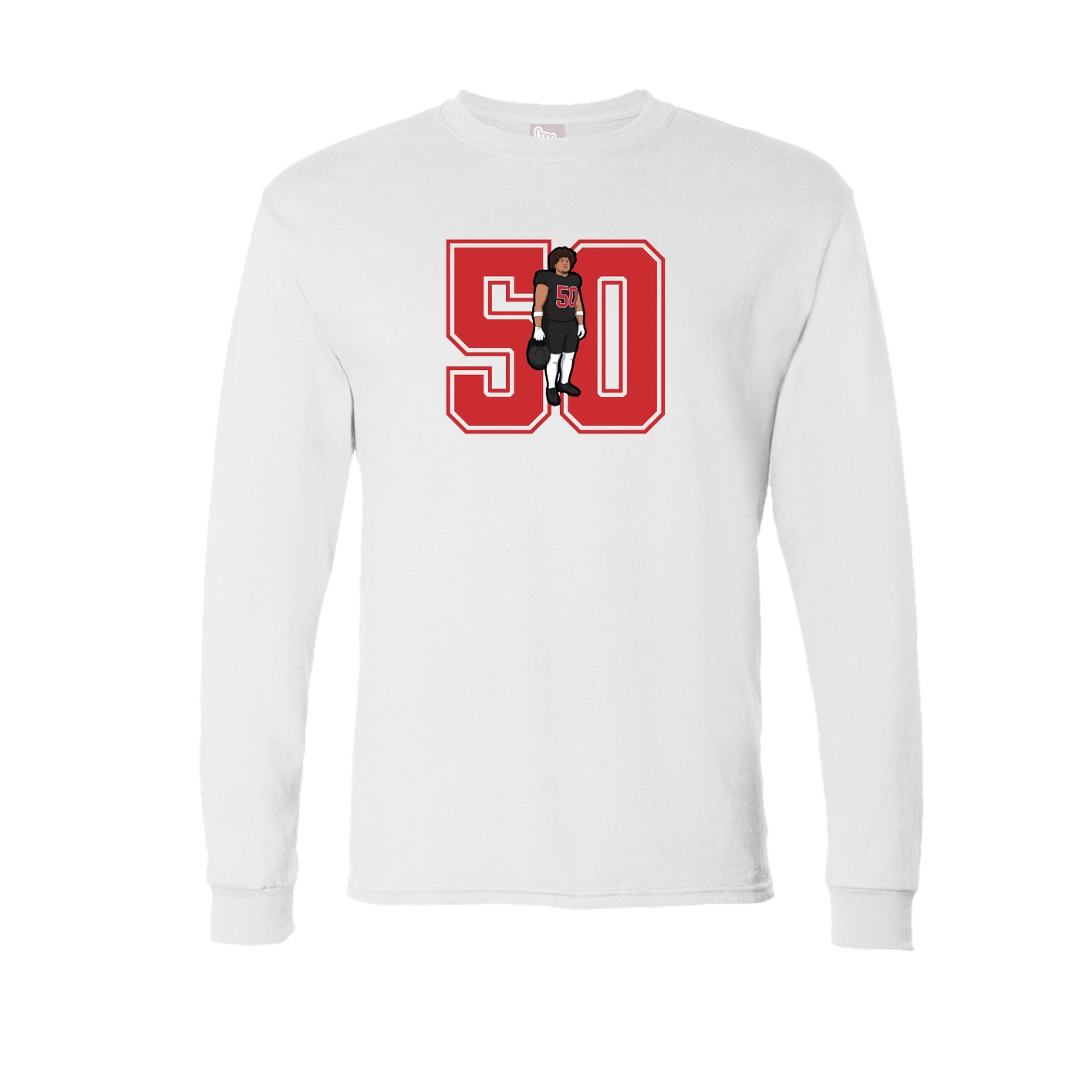 Long Sleeve Tee — Number in White