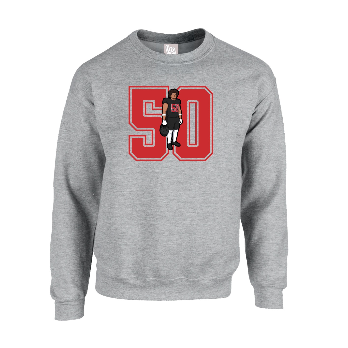 Fleece Crew — Number in Grey