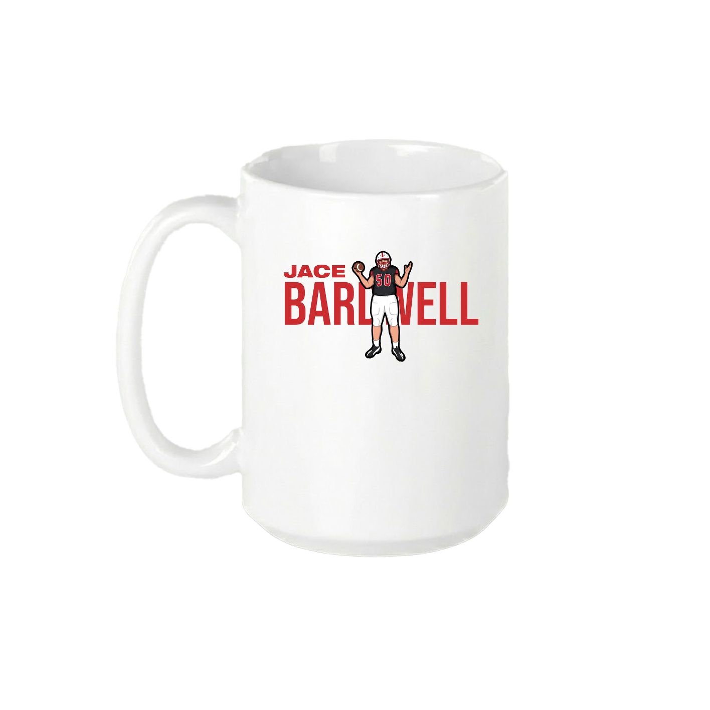 15oz Coffee Mug — Player Name in White