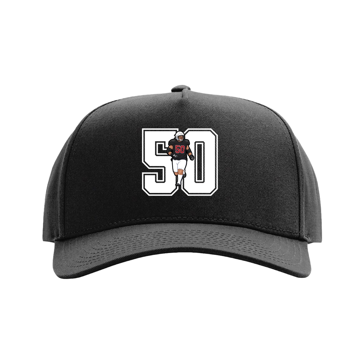 Full Fabric Five-Panel Champ Cap — Number in Black