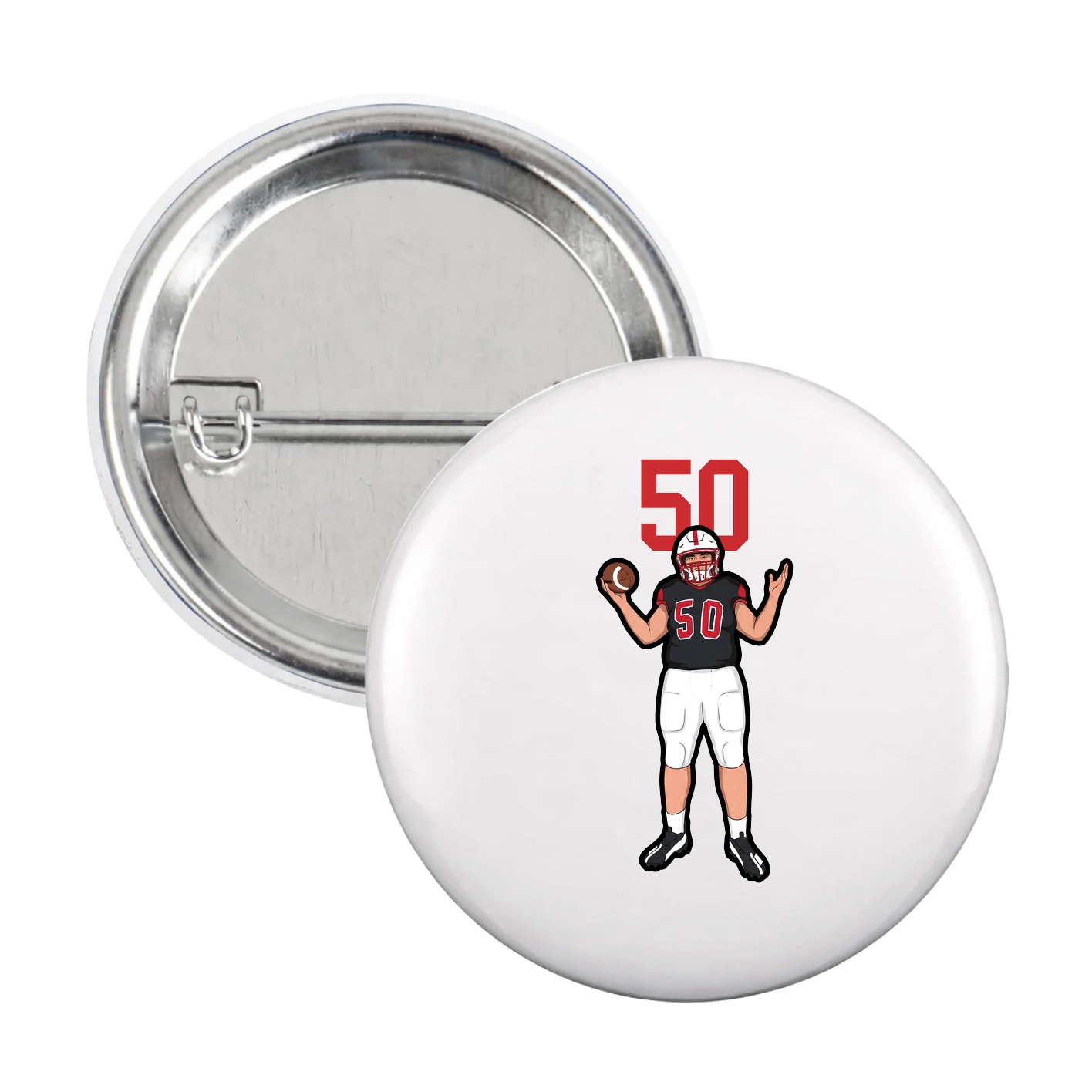 Game Day Button — Number Top in White