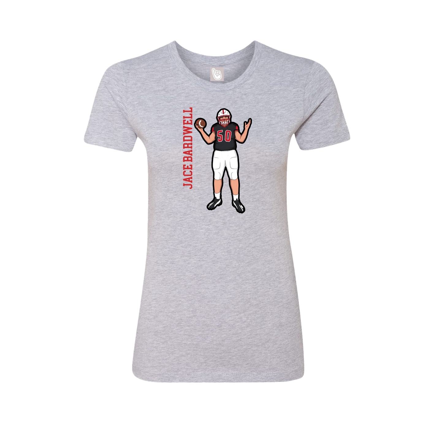 Fitted Women's Tee — Name Vertical in Grey