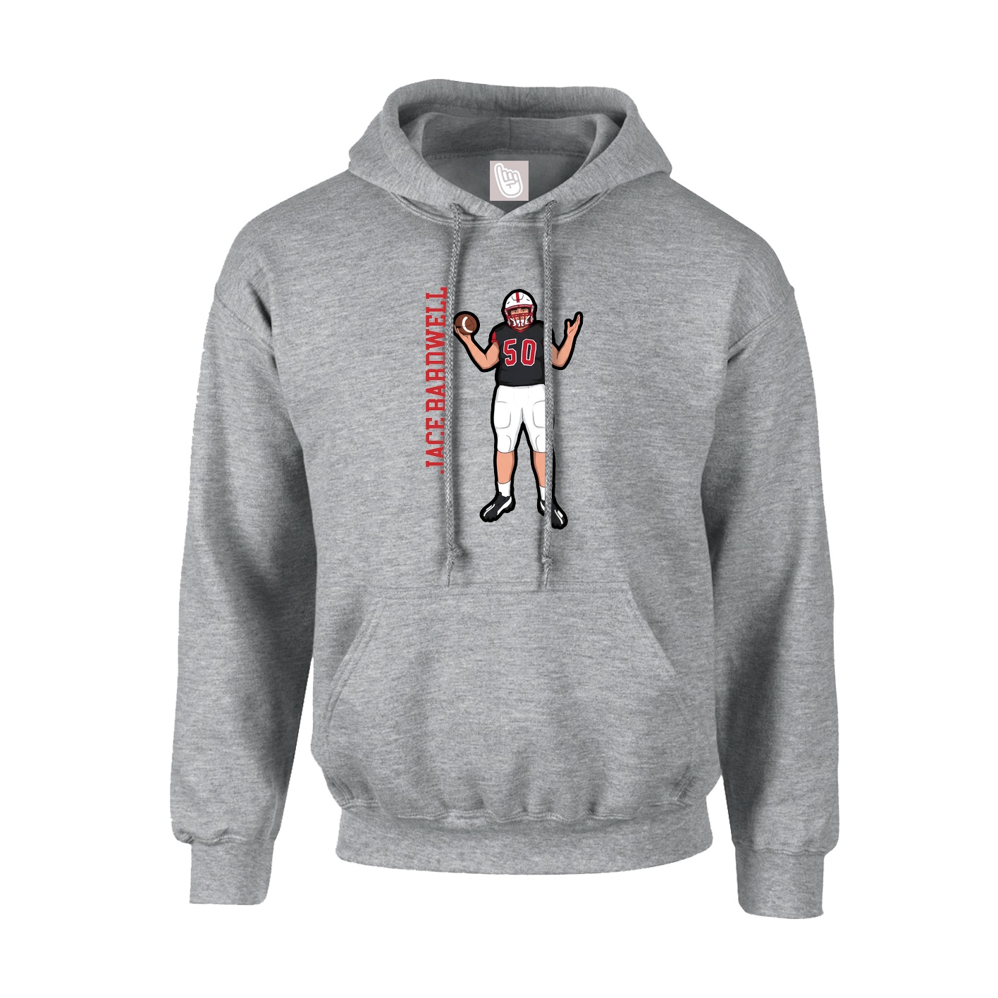 Hoodie — Name Vertical in Grey