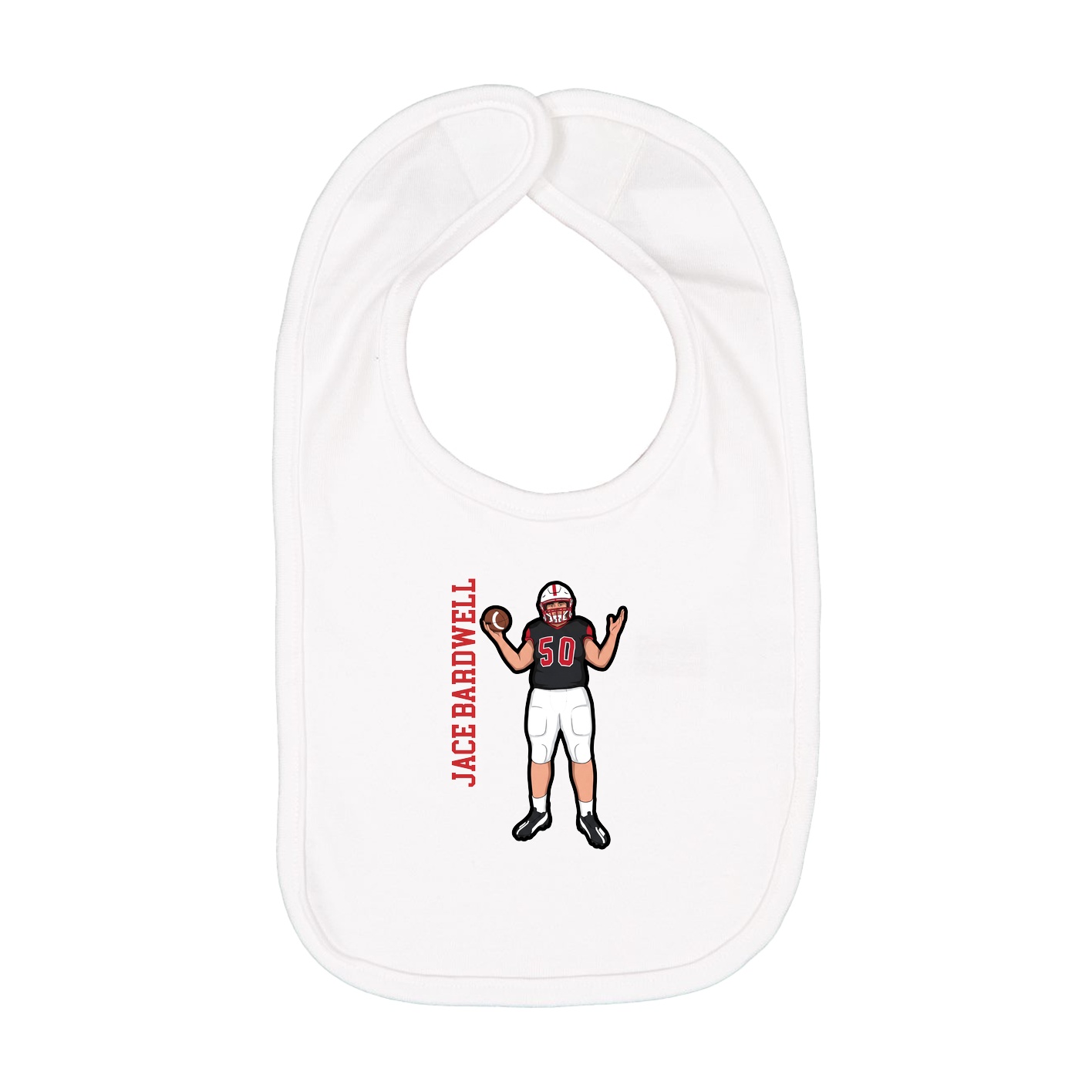 Infant Bib — Name Vertical in White