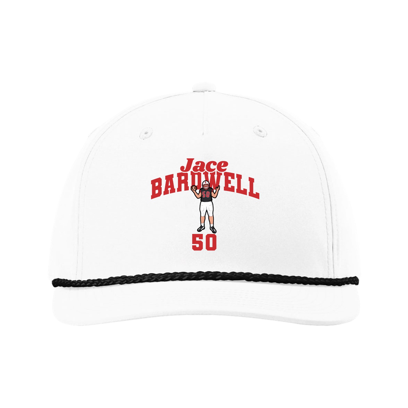Five-Panel Classic Rope Cap — Signature Arch in White