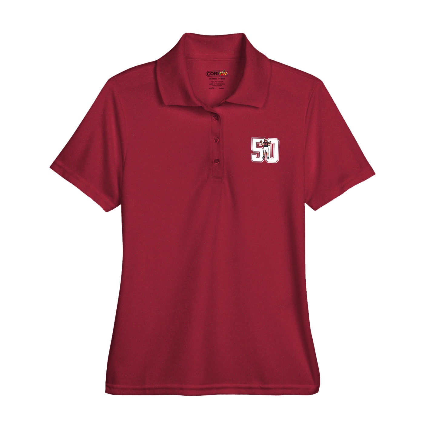 Womens Performance Polo — Number in Red