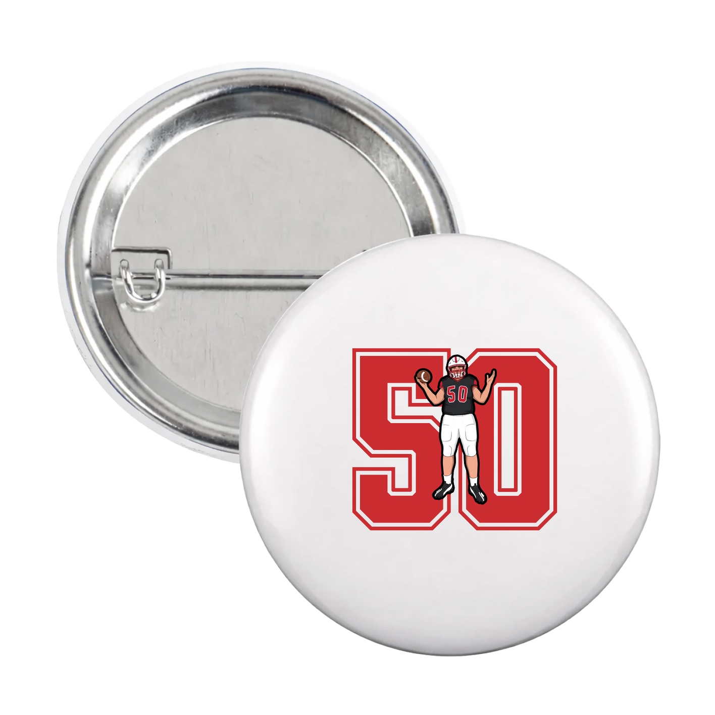 Game Day Button — Number in White