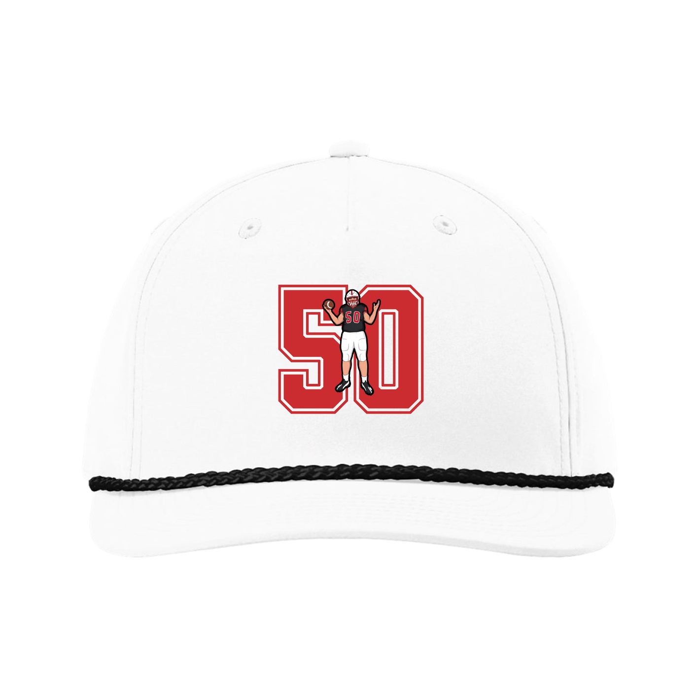 Five-Panel Classic Rope Cap — Number in White
