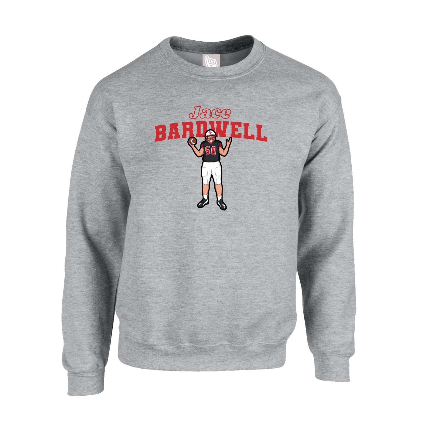 Fleece Crew — Name Arch in Grey