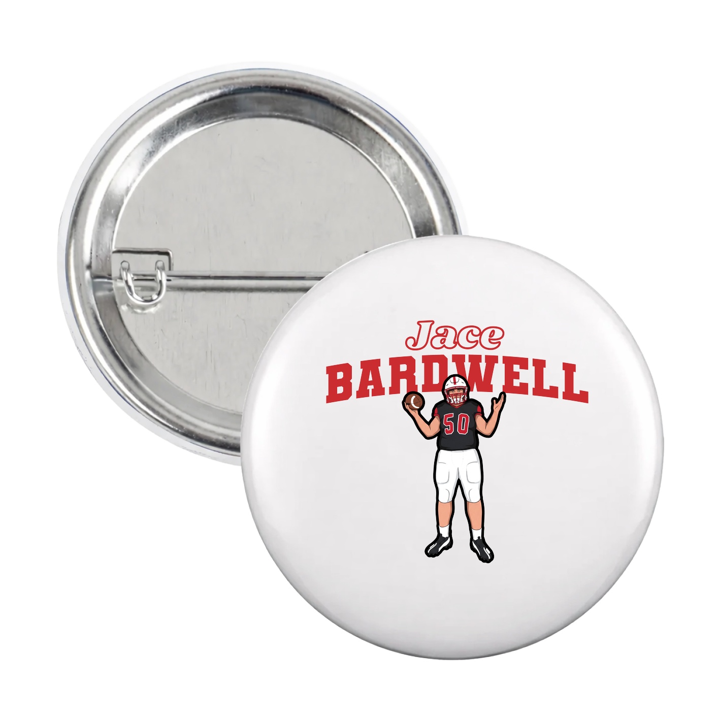 Game Day Button — Name Arch in White