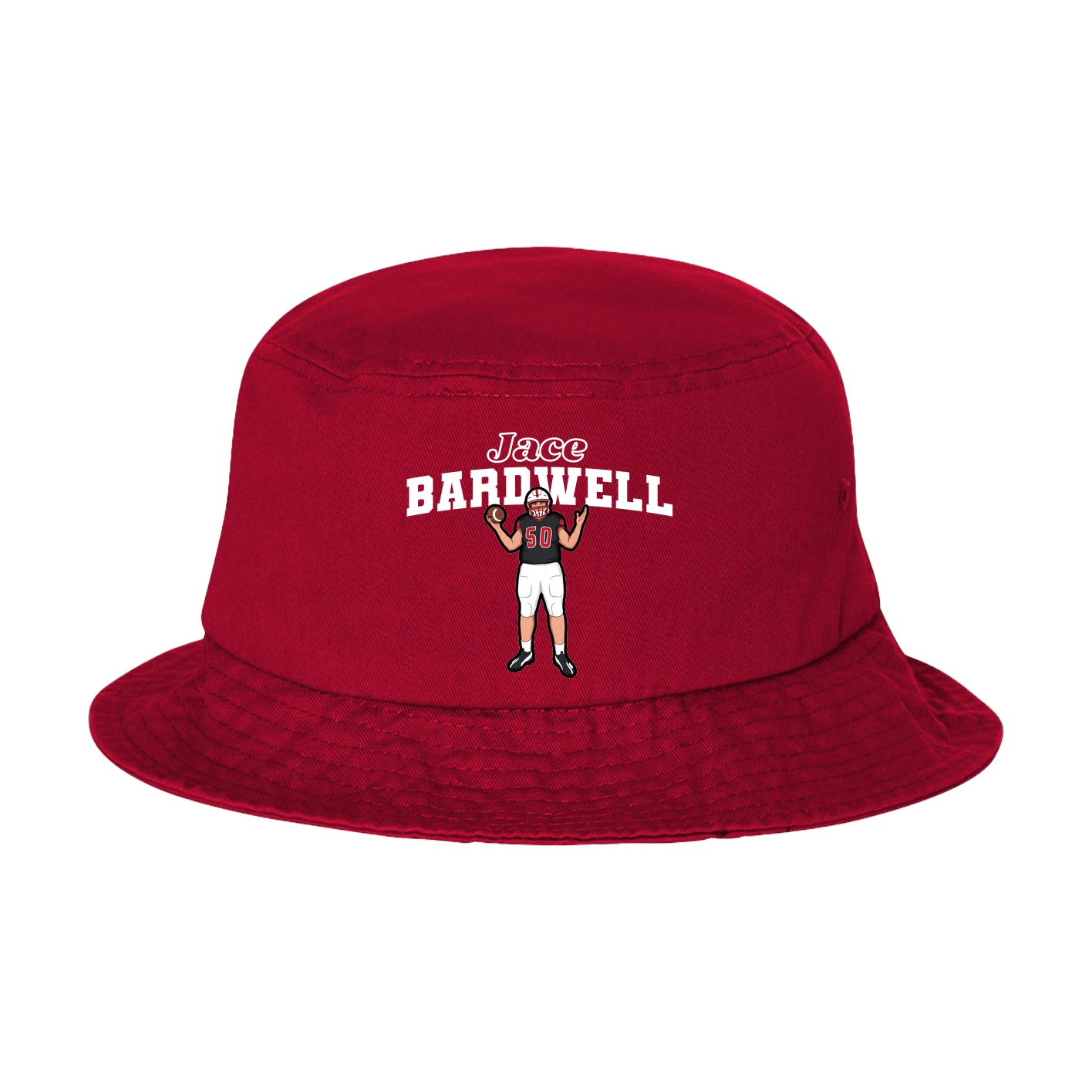 Bucket Cap — Name Arch in Red