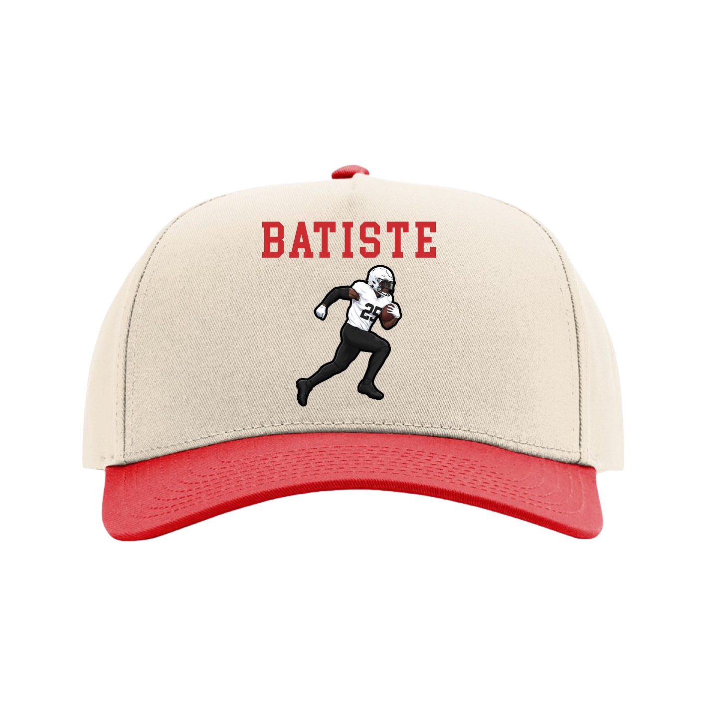 Full Fabric Five-Panel Champ Cap — Shirsey in Cream/Red