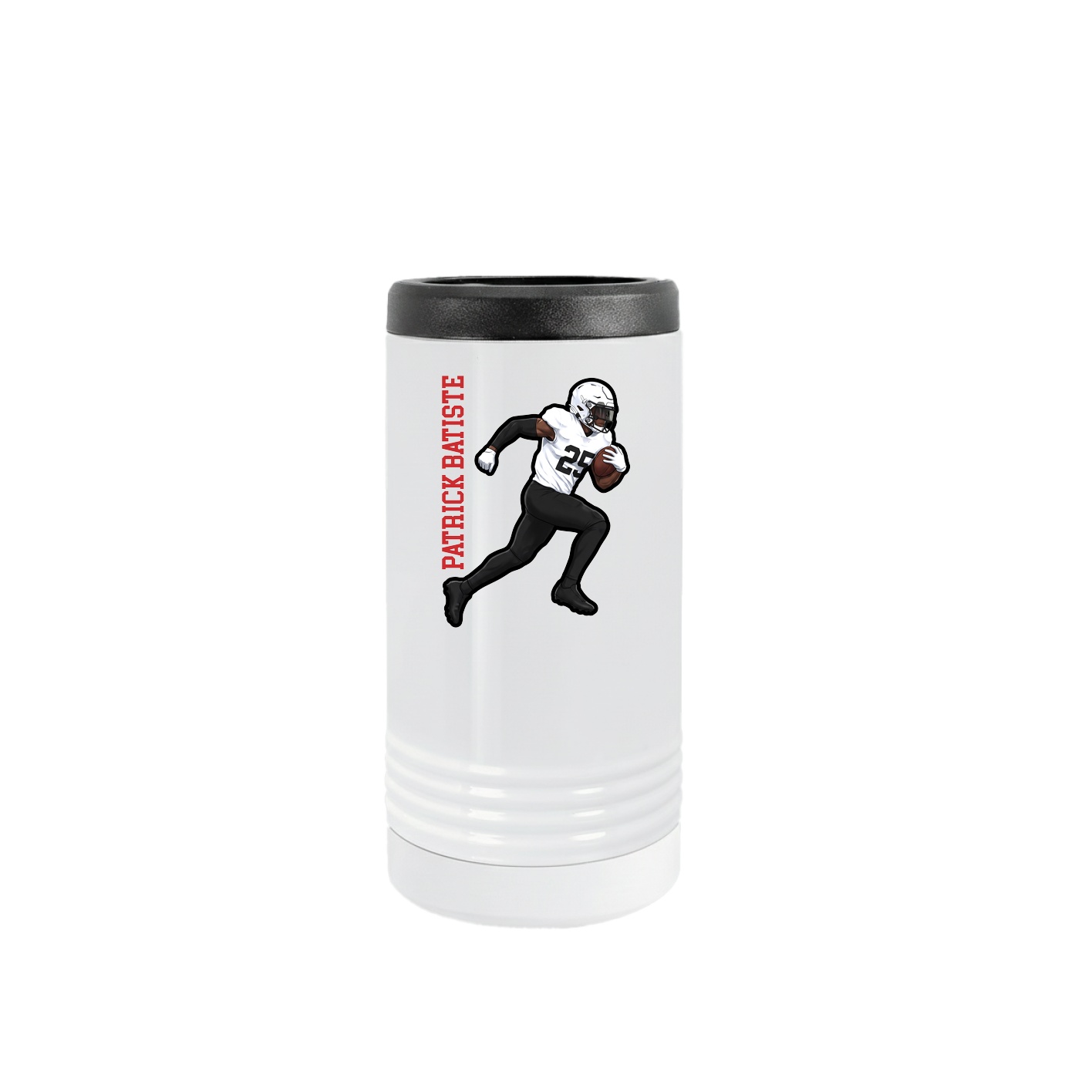 Slim Beverage Holder — Name Vertical in White