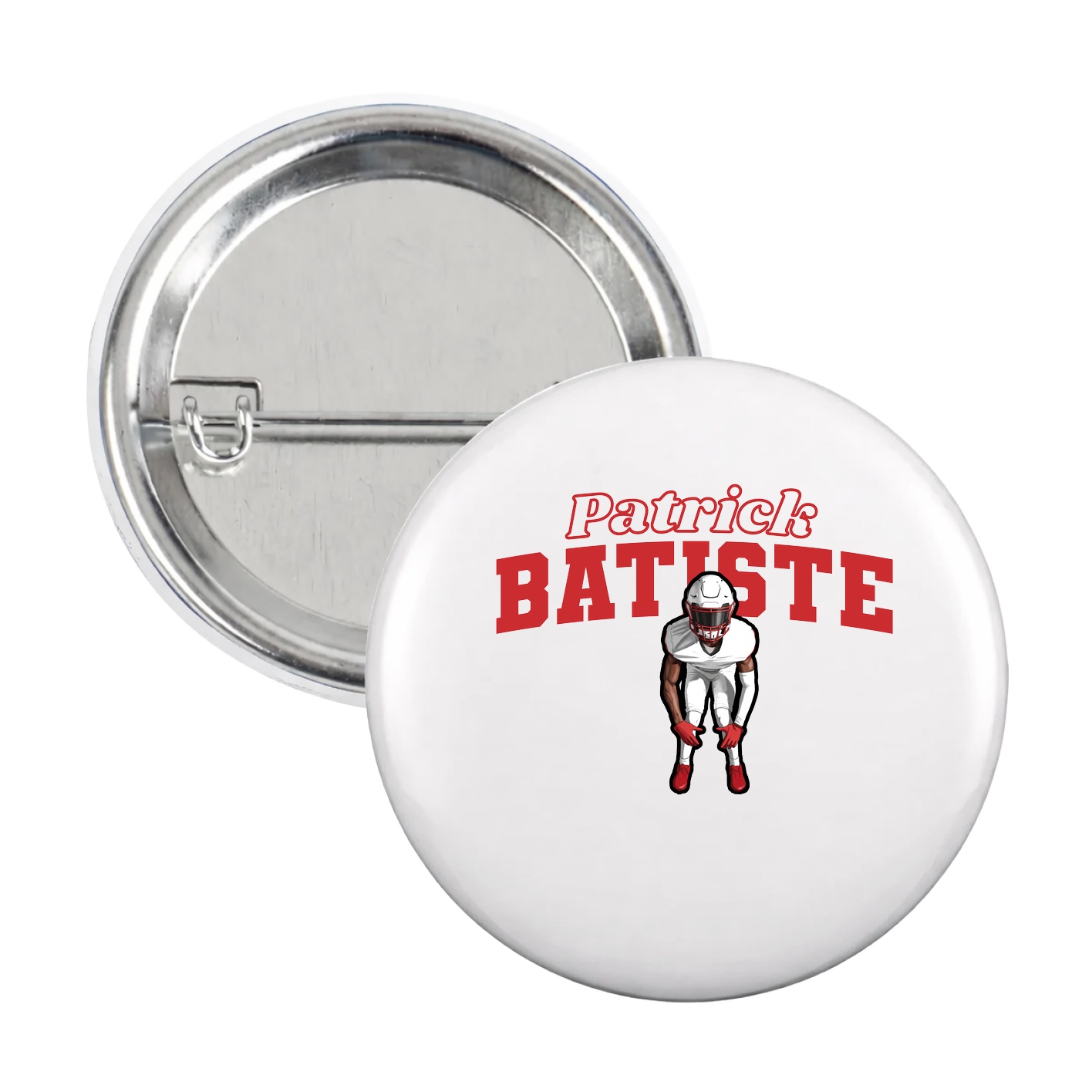 Game Day Button — Name Arch in White