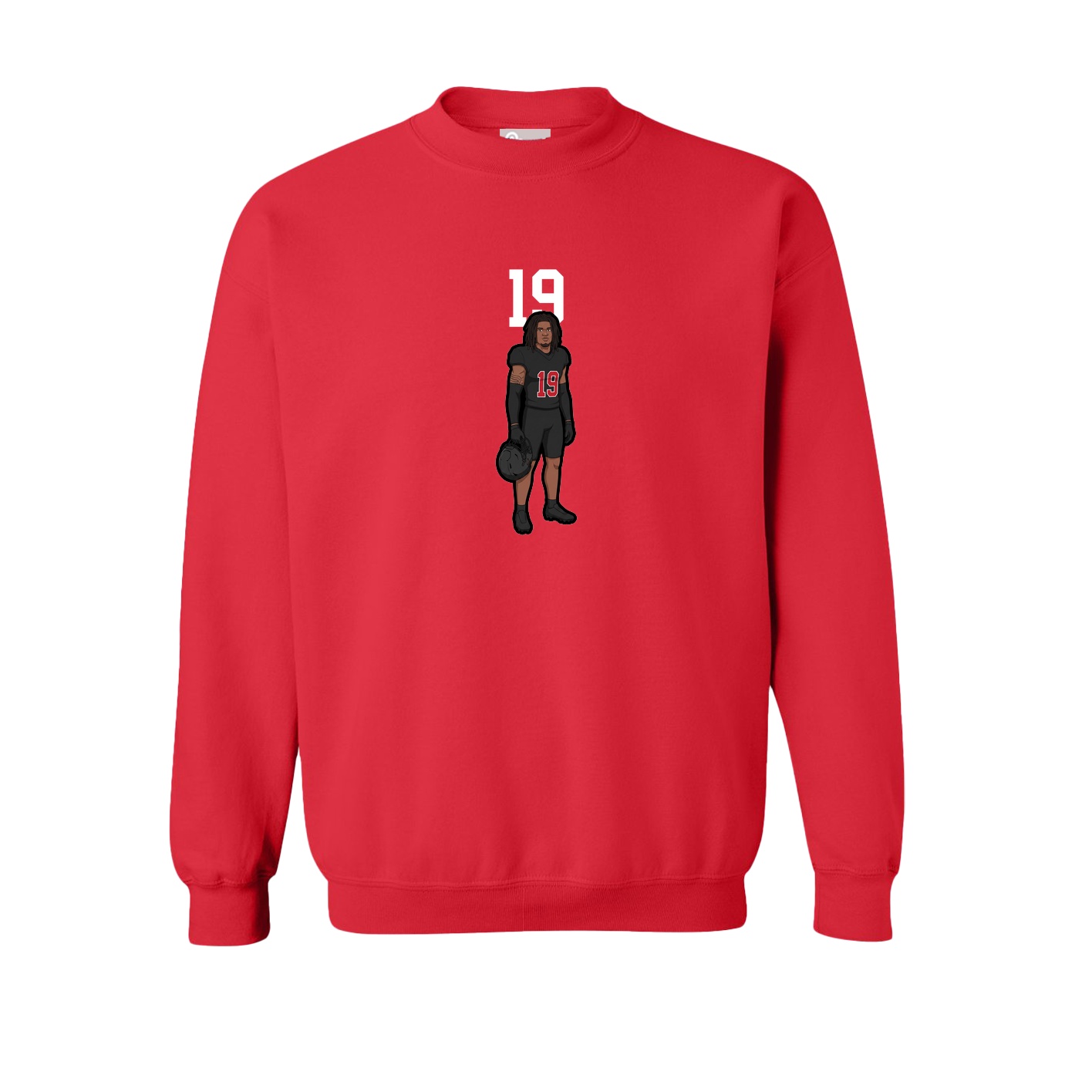 Fleece Crew — Number Top in Red