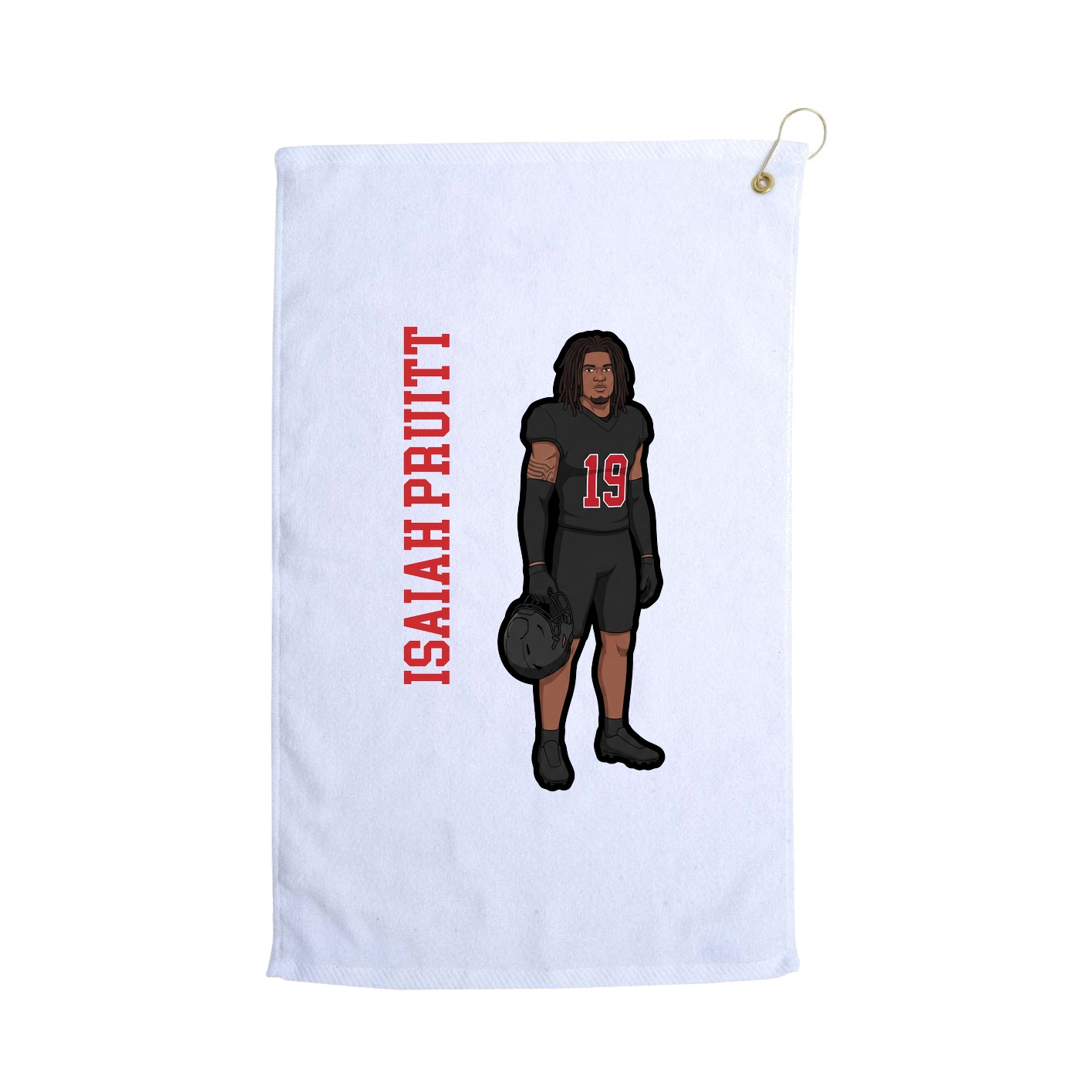 Golf Towel — Name Vertical in White