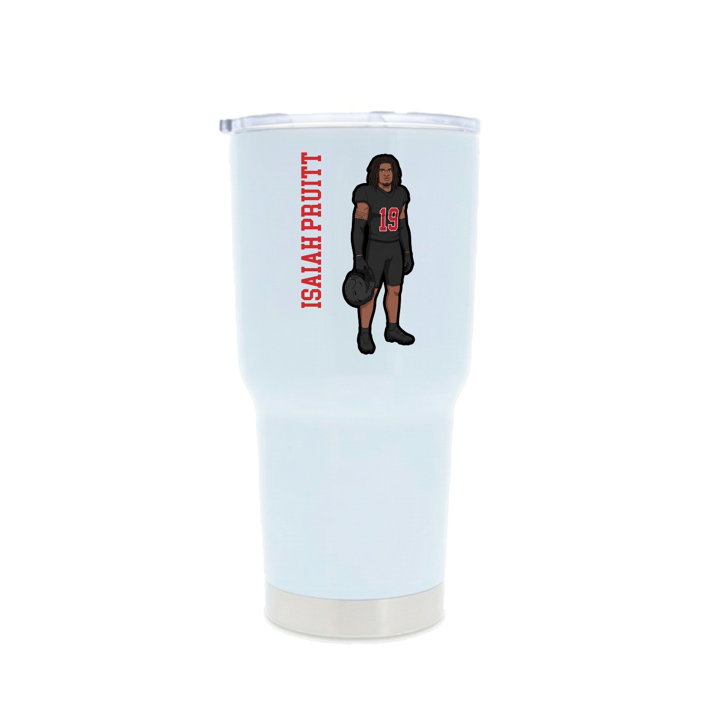 30oz Stainless Steel Tumbler — Name Vertical in White