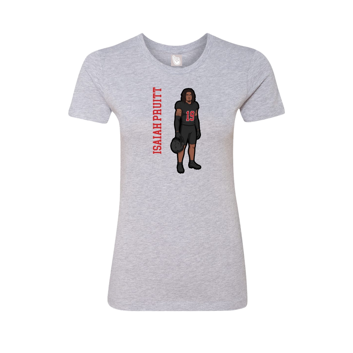 Fitted Women's Tee — Name Vertical in Grey