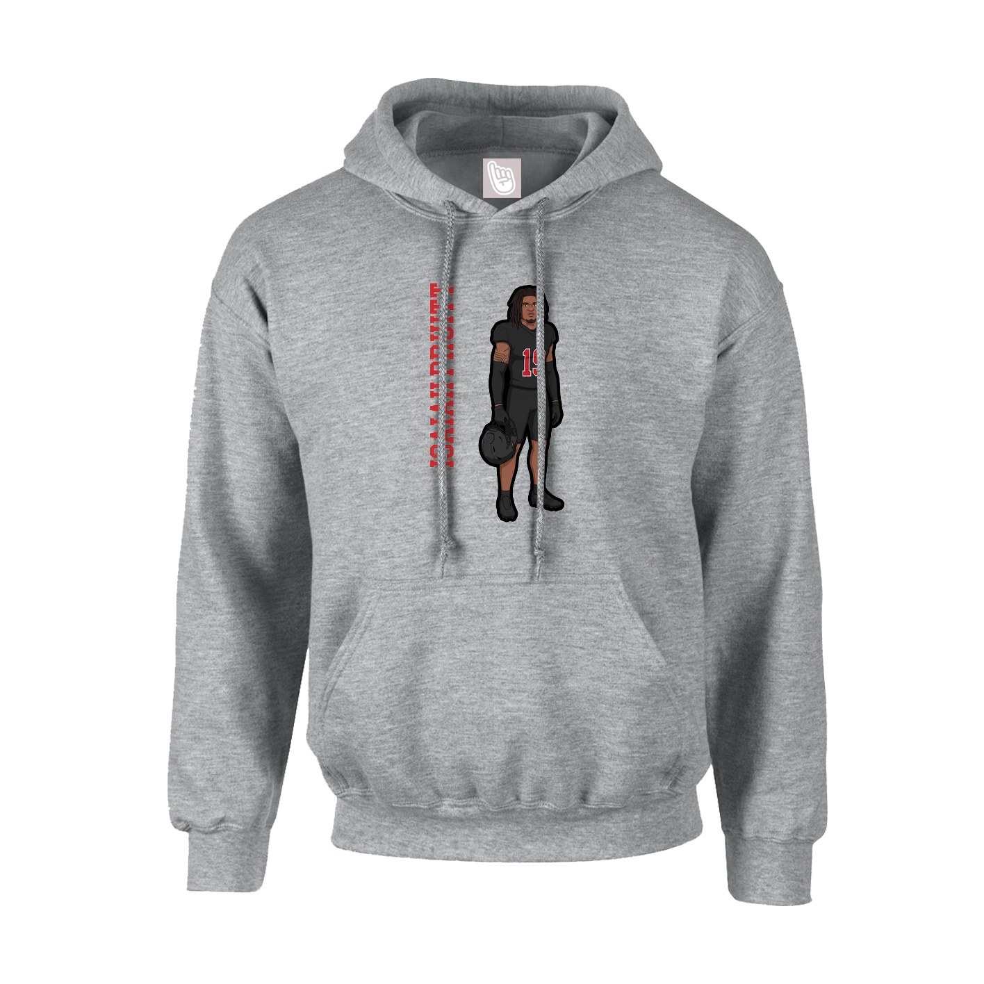 Hoodie — Name Vertical in Grey