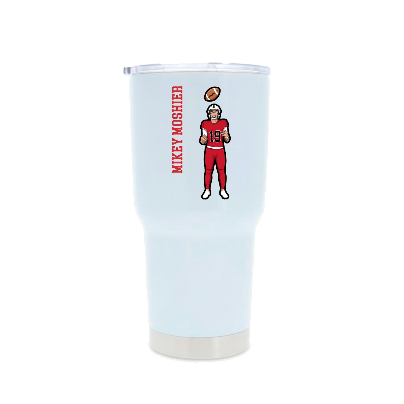 30oz Stainless Steel Tumbler — Name Vertical in White