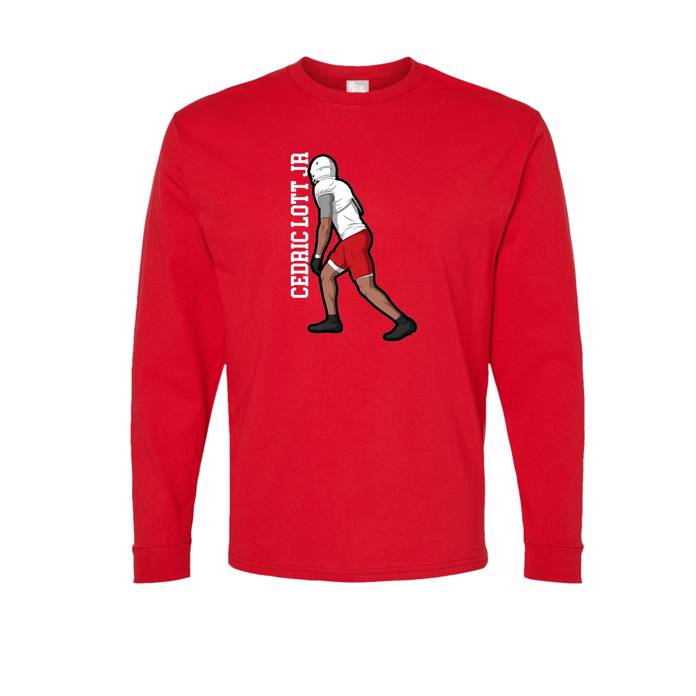 Long Sleeve Tee — Name Vertical in Red