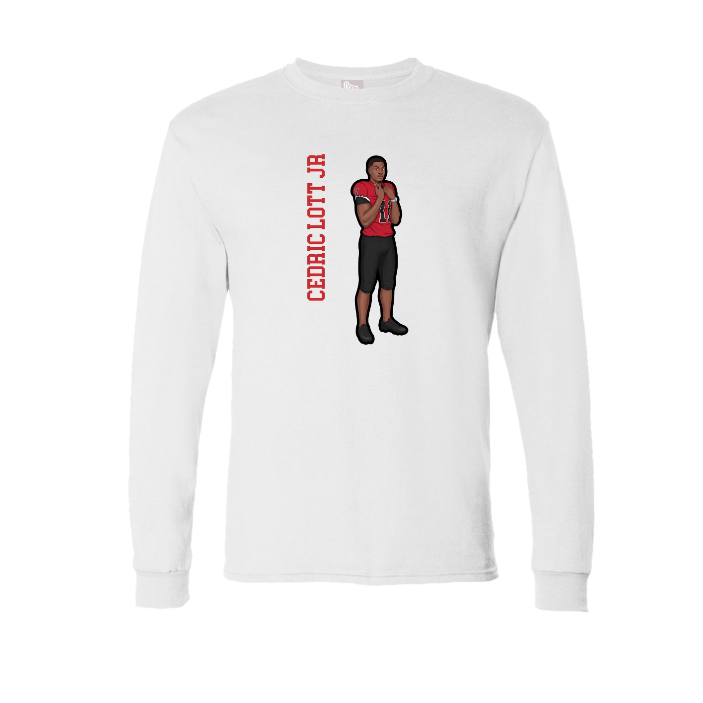 Long Sleeve Tee — Name Vertical in White