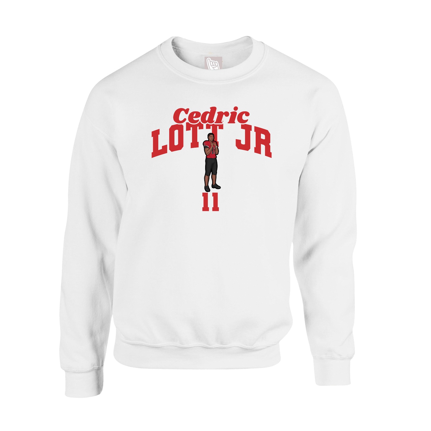 Fleece Crew — Signature Arch in White