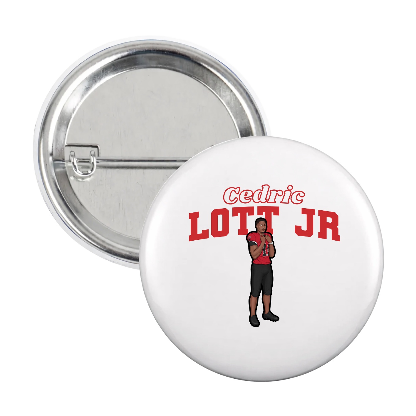 Game Day Button — Name Arch in White