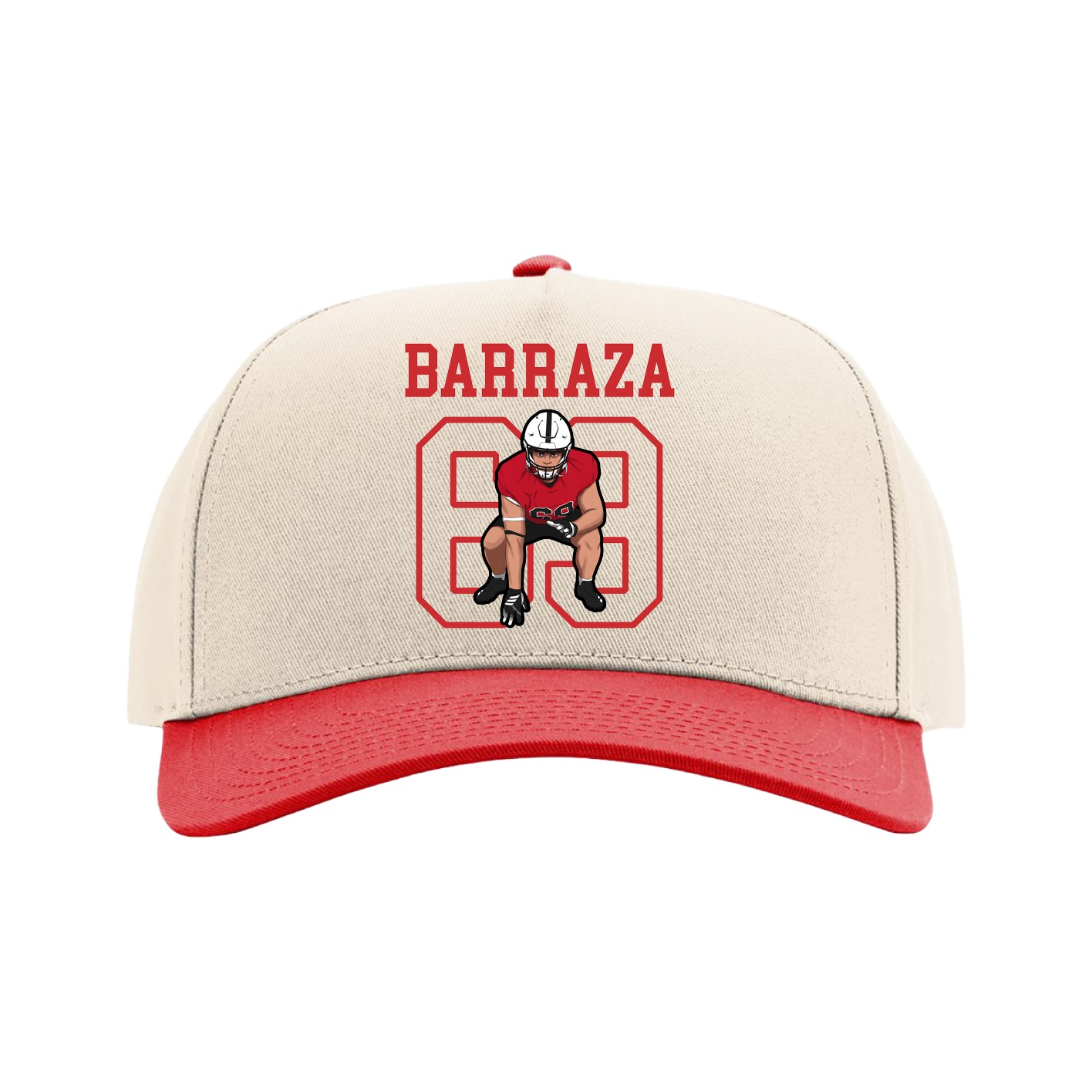 Full Fabric Five-Panel Champ Cap — Shirsey in Cream/Red