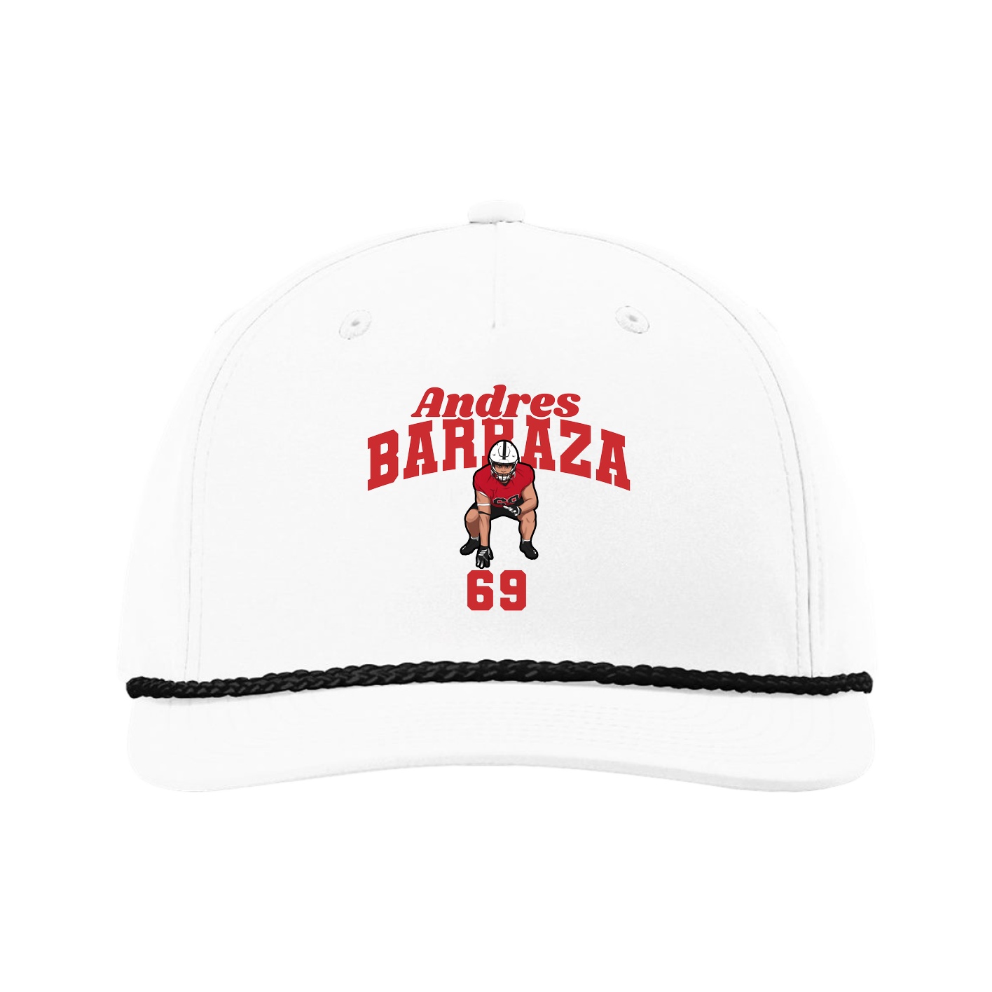 Five-Panel Classic Rope Cap — Signature Arch in White