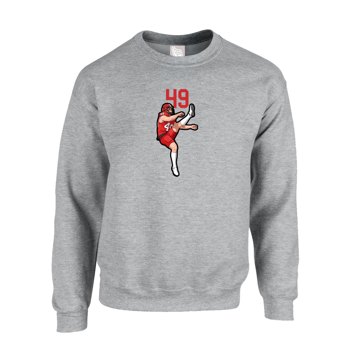 Fleece Crew — Number Top in Grey