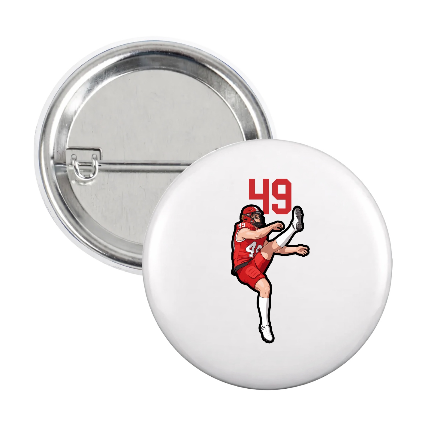 Game Day Button — Number Top in White