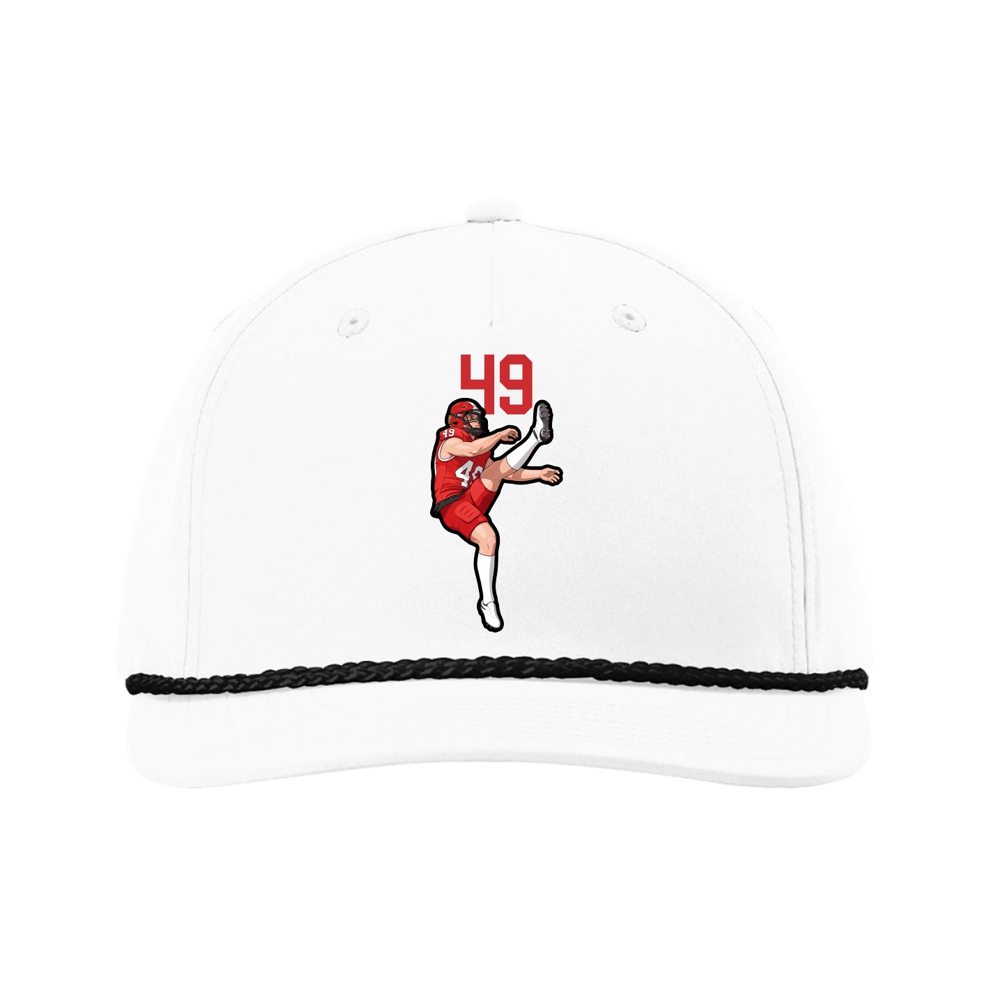 Five-Panel Classic Rope Cap — Number Top in White