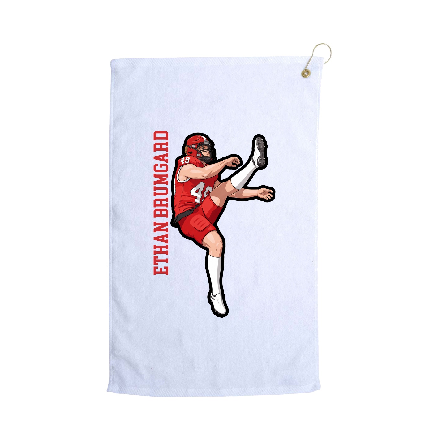 Golf Towel — Name Vertical in White
