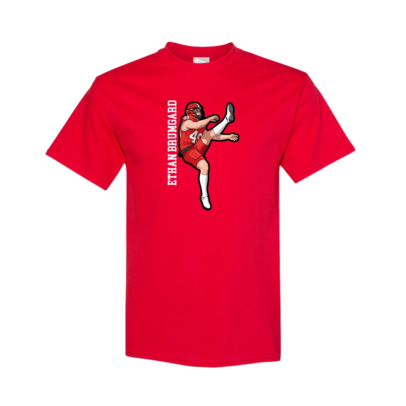 Tee — Name Vertical in Red