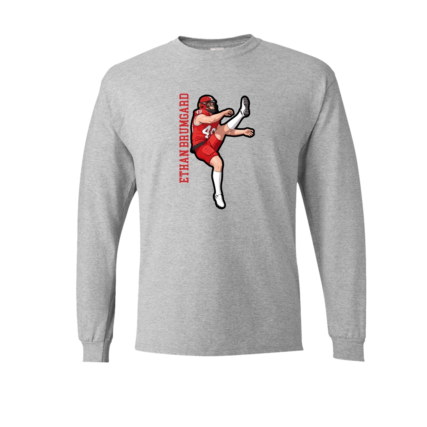 Long Sleeve Tee — Name Vertical in Grey