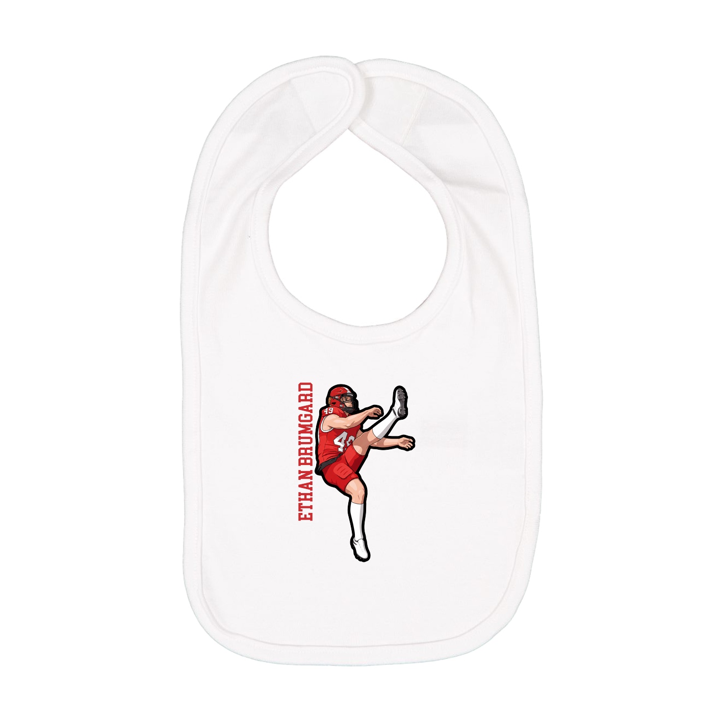 Infant Bib — Name Vertical in White