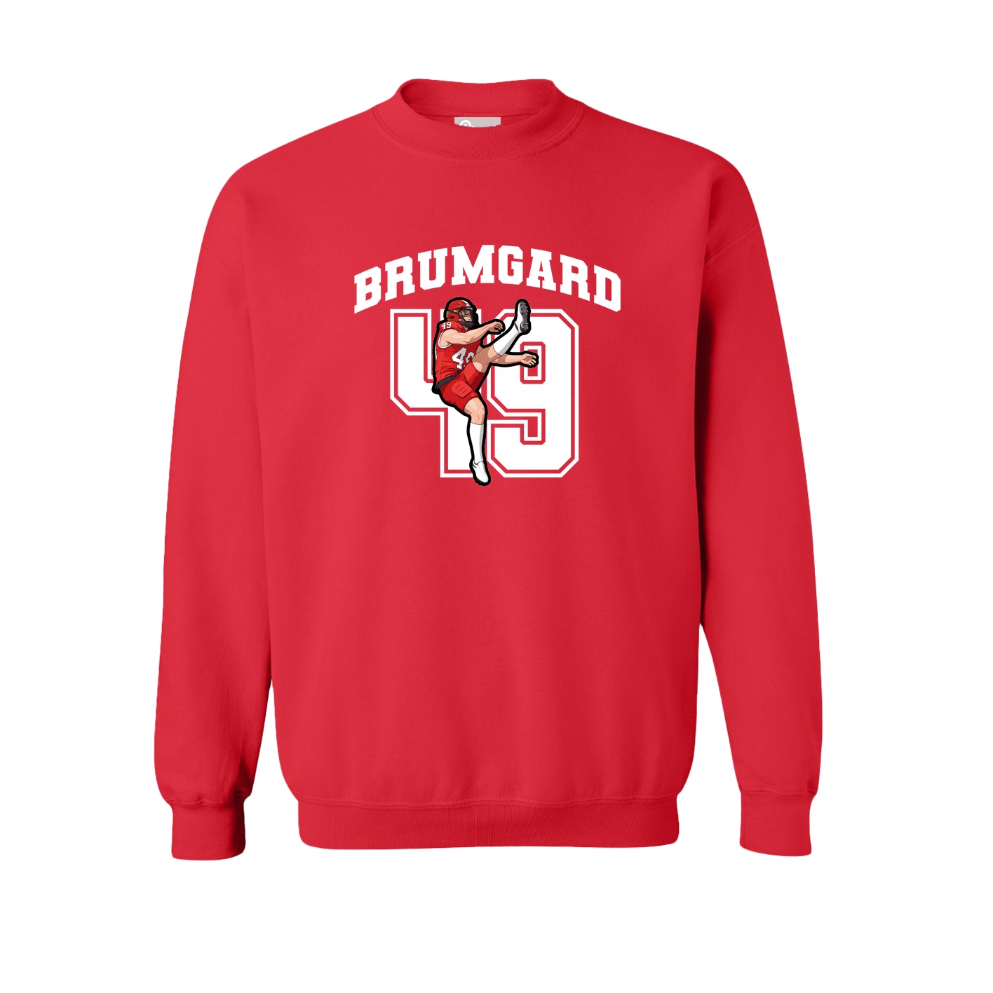 Fleece Crew — Number in Red
