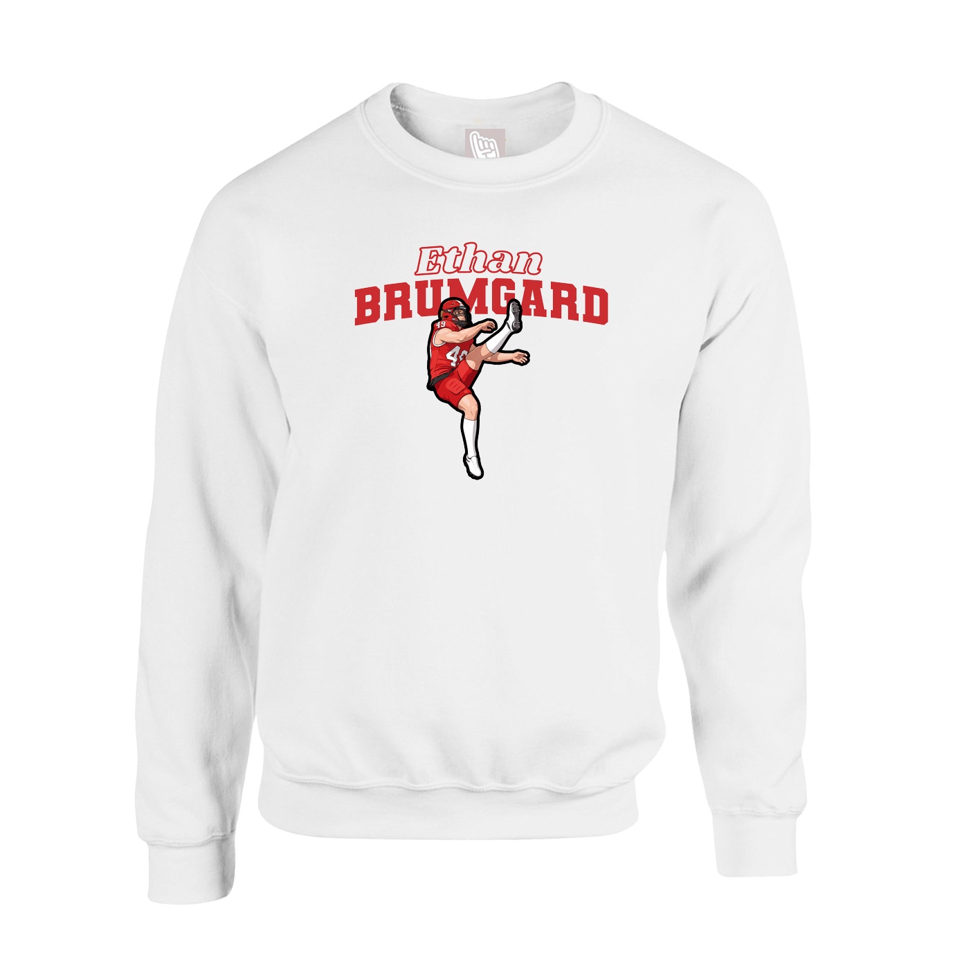 Fleece Crew — Name Arch in White