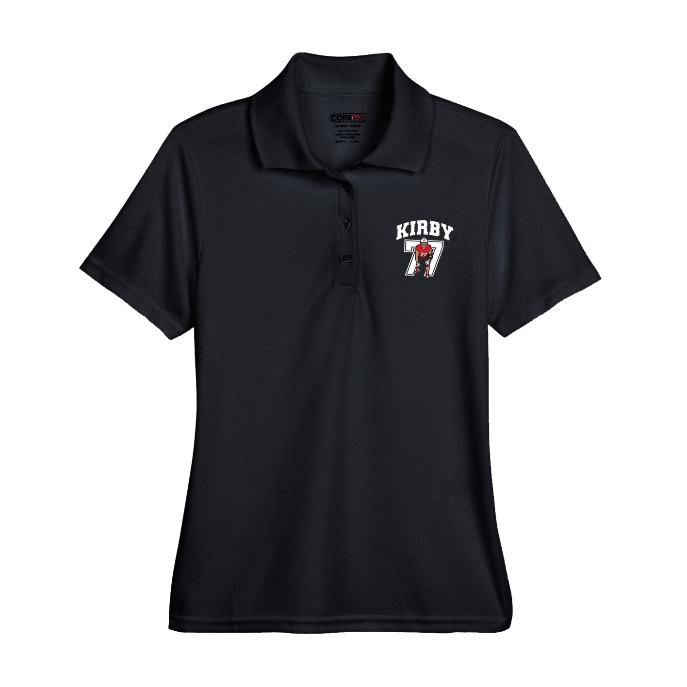 Womens Performance Polo — Number in Black