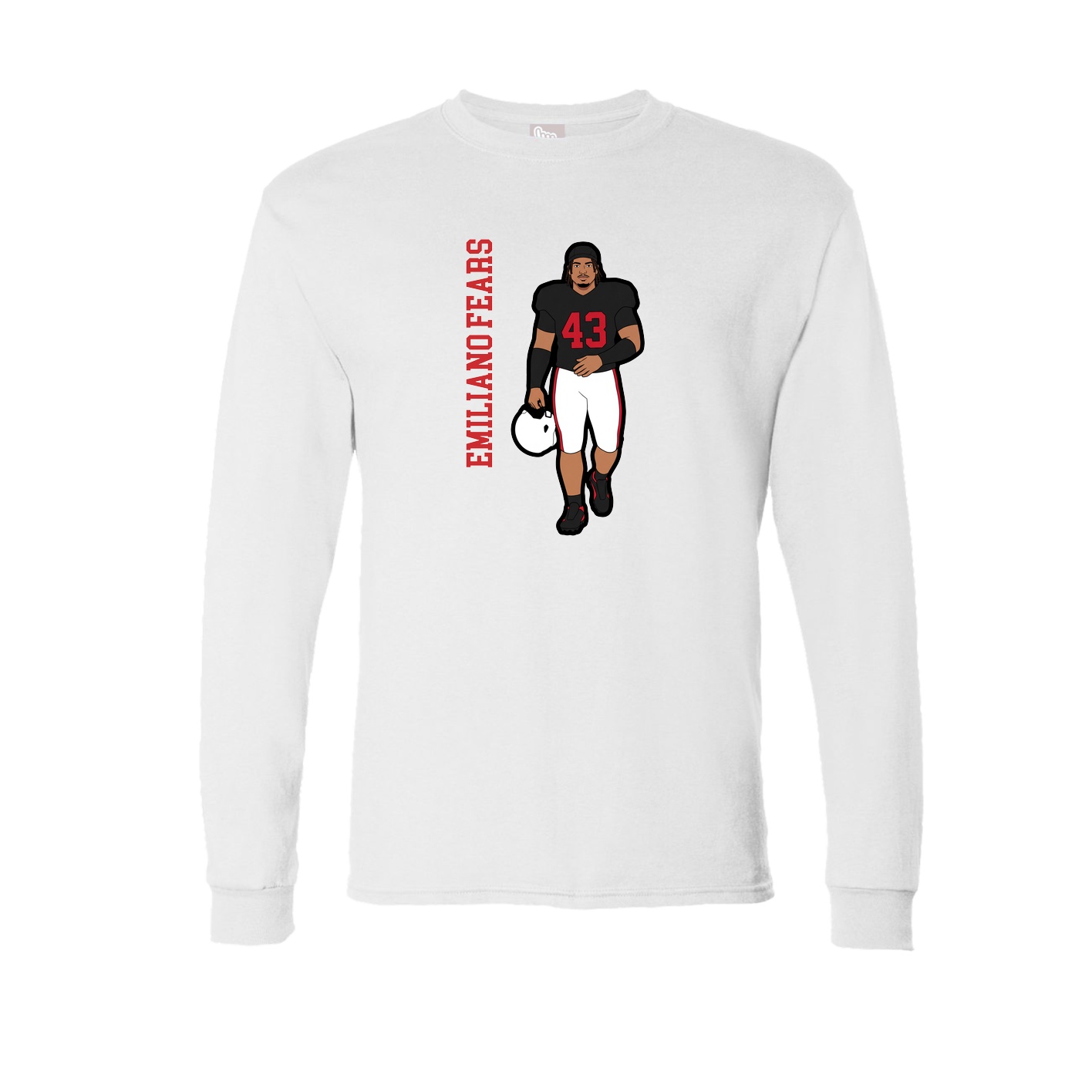 Long Sleeve Tee — Name Vertical in White