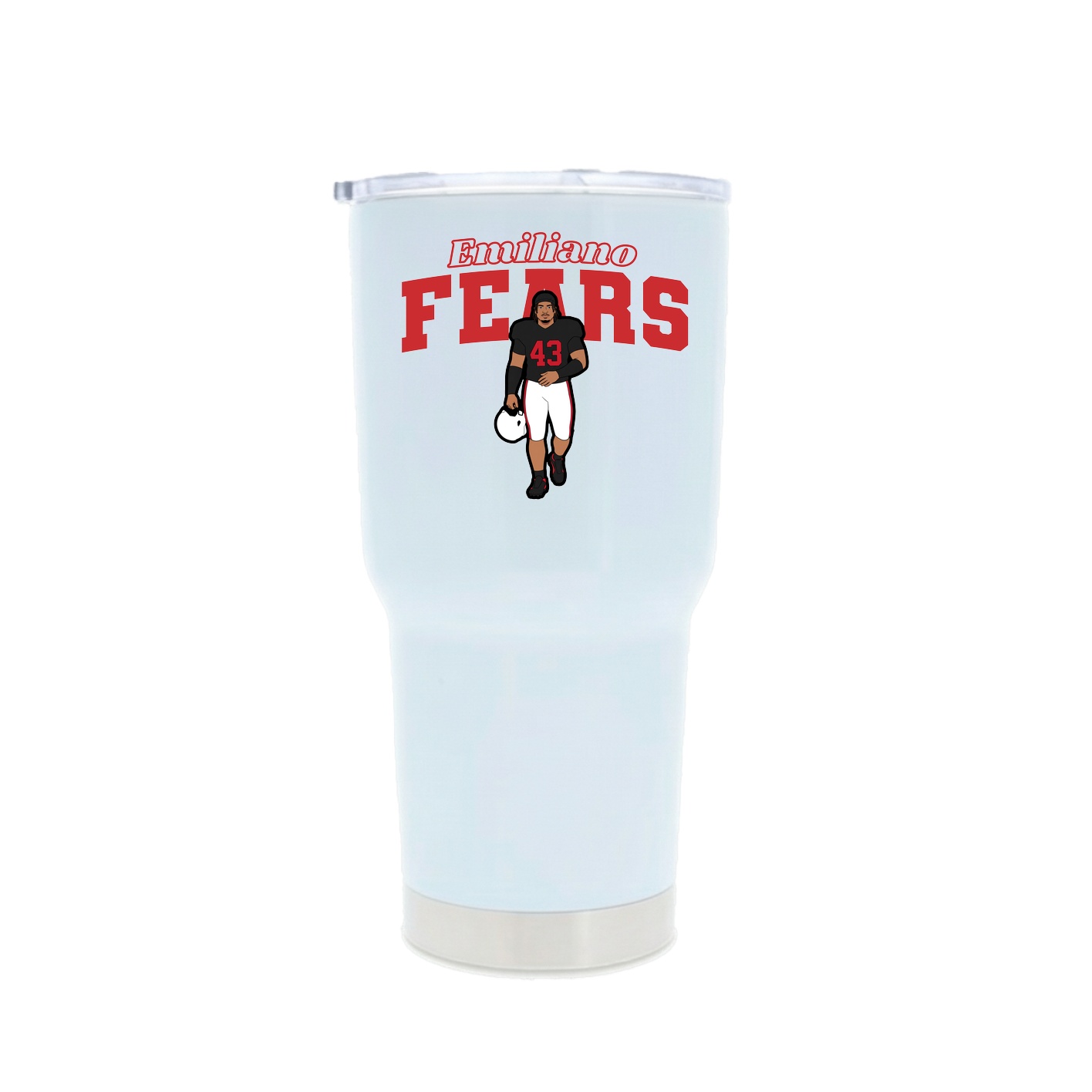 30oz Stainless Steel Tumbler — Name Arch in White
