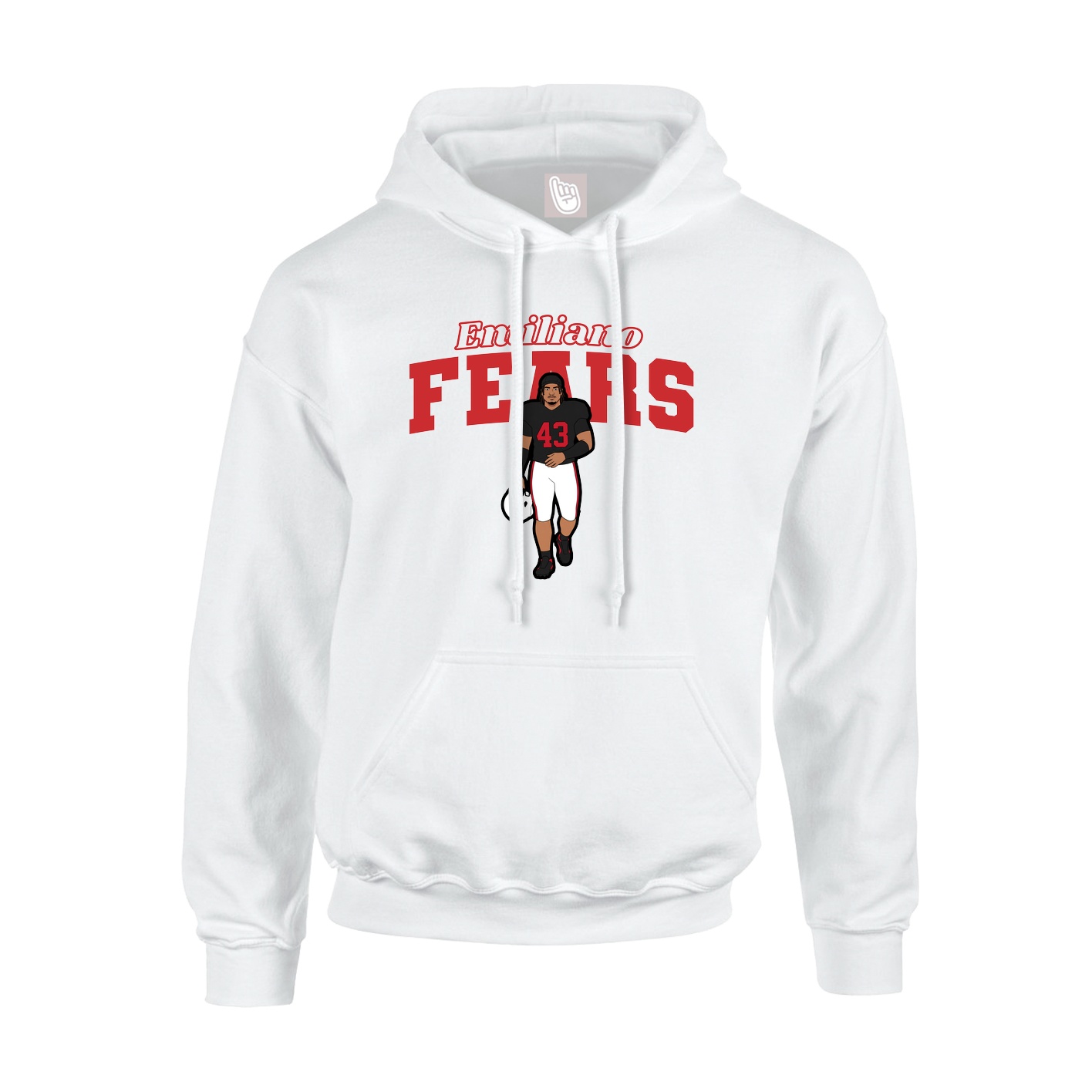 Youth Hoodie — Name Arch in White