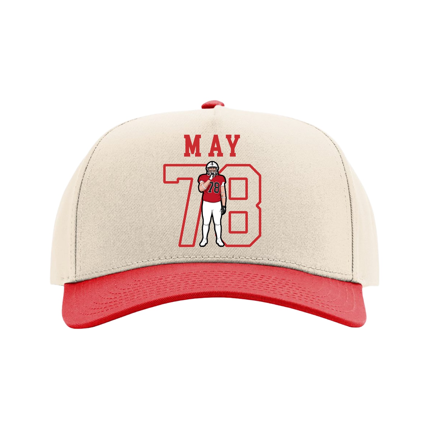 Full Fabric Five-Panel Champ Cap — Shirsey in Cream/Red