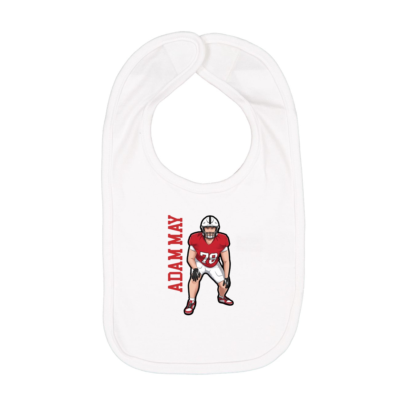 Infant Bib — Name Vertical in White