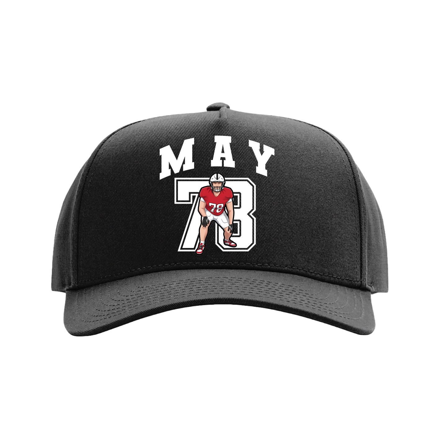 Full Fabric Five-Panel Champ Cap — Number in Black