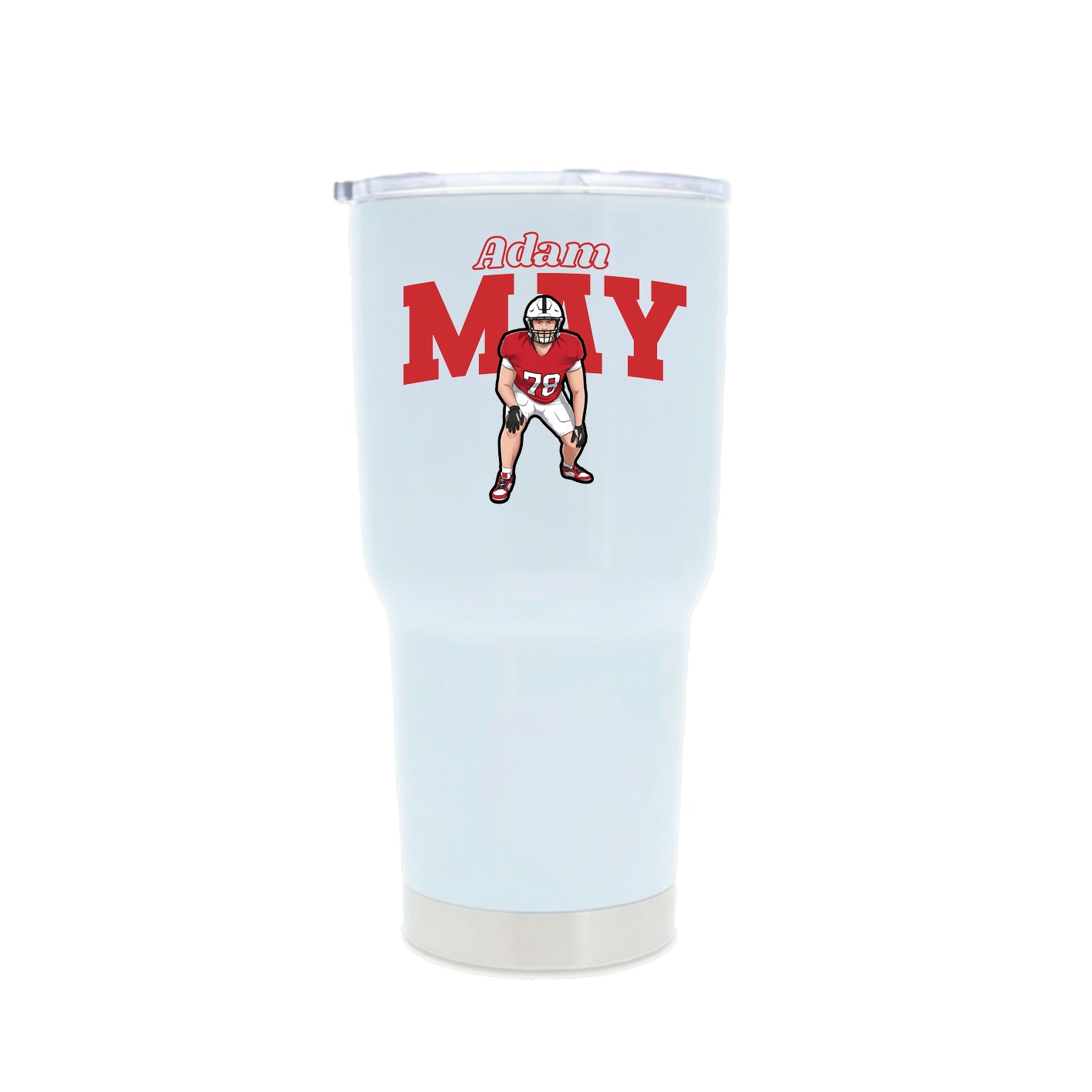 30oz Stainless Steel Tumbler — Name Arch in White